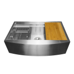 AKDY KS0393 Handmade All-in-One Farmhouse Stainless Steel 33 in. x 20 in. Single Bowl Kitchen Sink Specification
