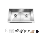 Glacier Bay 4306F-2 All-in-One Undermount Stainless Steel 33 in. 50/50 Double Bowl Workstation Kitchen Sink installation Guide