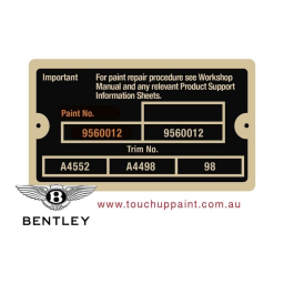 Bentley Paint Codes Manual | Manualzz
