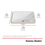 American Standard 0483600.020 Esteem White Undermount Rectangular Bathroom Sink Dimensions Guide
