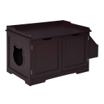PawHut D31-004WT Decorative Wooden Covered Cat House Side Table Mess Free Cat Pet Crate Litter Box End Table Hideaway Cabinet Enclosure User Guide
