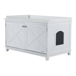 PawHut D31-033GY Cat Litter Box Furniture Hidden Litter Box Enclosure Cabinet Indoor Cat Washroom Double-door Nightstand End Table User Guide