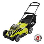 RYOBI RY40180 20 in. 40-Volt Brushless Lithium-Ion Cordless Battery Walk Behind Push Lawn Mower 5.0 Ah Battery and Charger Included Manual