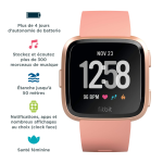 Fitbit Fitbit Versa Smart Watch, Peach/Rose Gold Aluminium, One Size (S &amp; L Bands Included) Smartwatch user guide