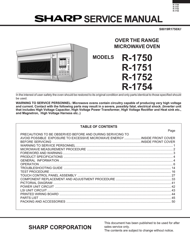 Sharp R-1750 User Manual 