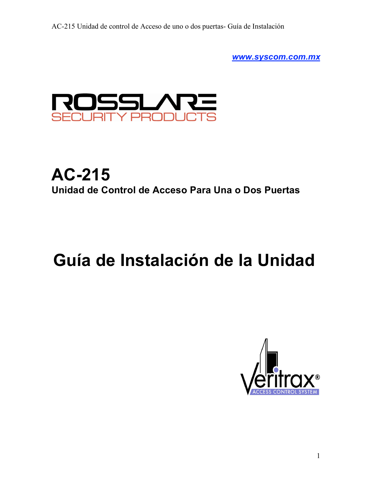 Rosslare | Manual De Usuario | Y AC-215 | Manualzz