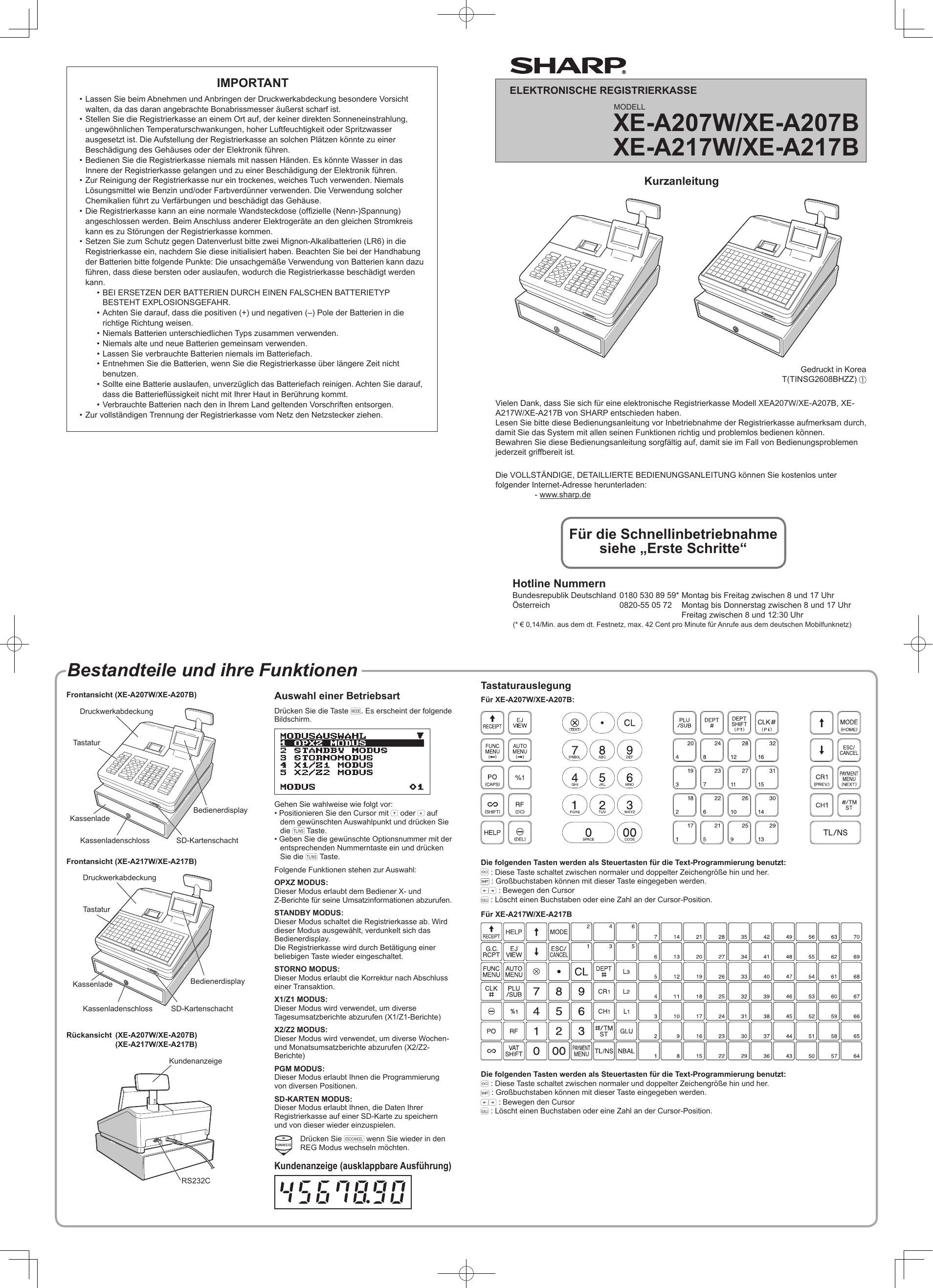 Sharp XE-A207B User manual | Manualzz