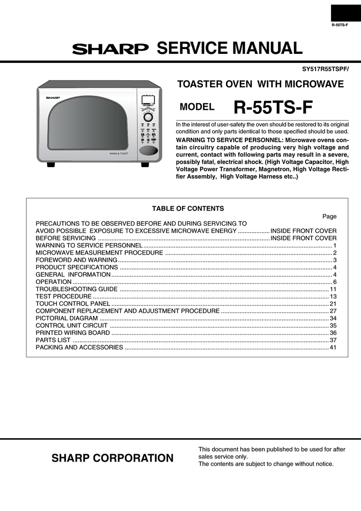 Sharp R-55TSF Service manual | Manualzz