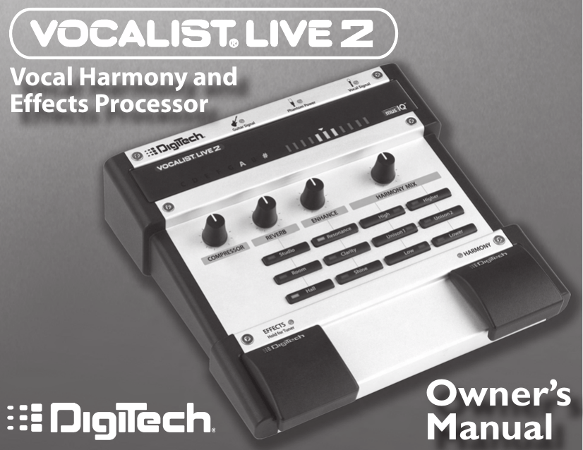 DigiTech VOCALIST LIVE 2 Owner's Manual Manualzz