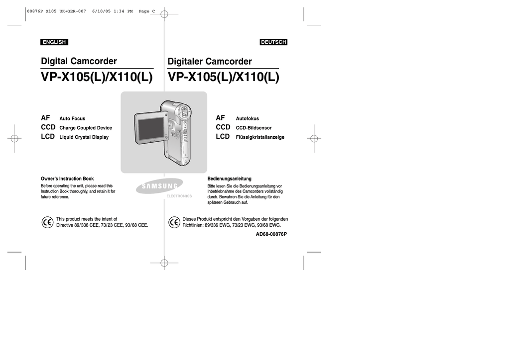 Samsung VP-X110L, VP-M105R, VP-M105B, VP-M110BMEM, VP-M110SMEM, VP