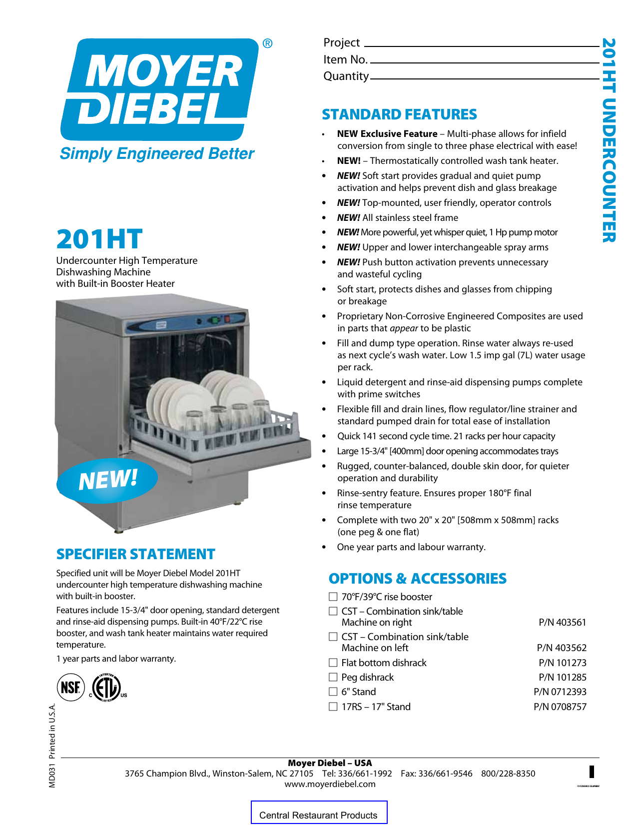 moyer diebel undercounter dishwasher