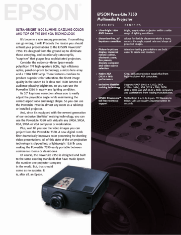 Epson PowerLite 7350 Projector Product sheet | Manualzz