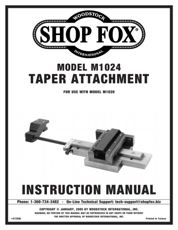 M1020 | User manual | Woodstock M1024 Instruction Manual.indd | Manualzz
