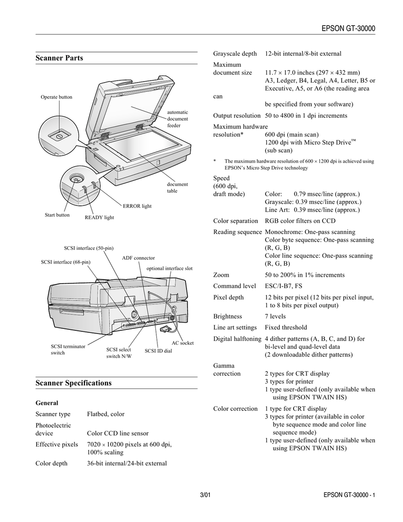 Epson Gt 30000 Specifications Manualzz