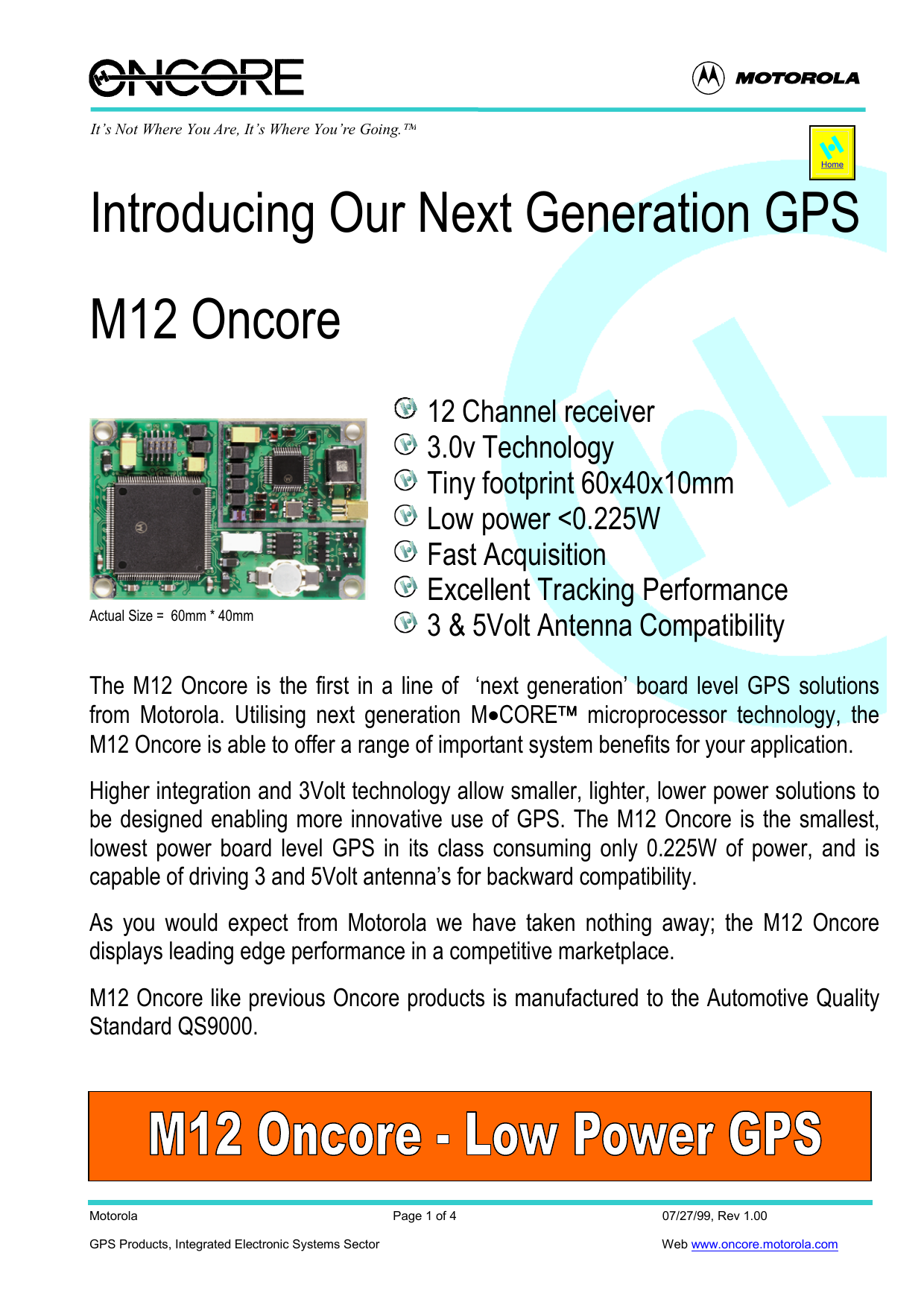 Motorola ONCORE M12 gps receiver module 1pps Business Electrical