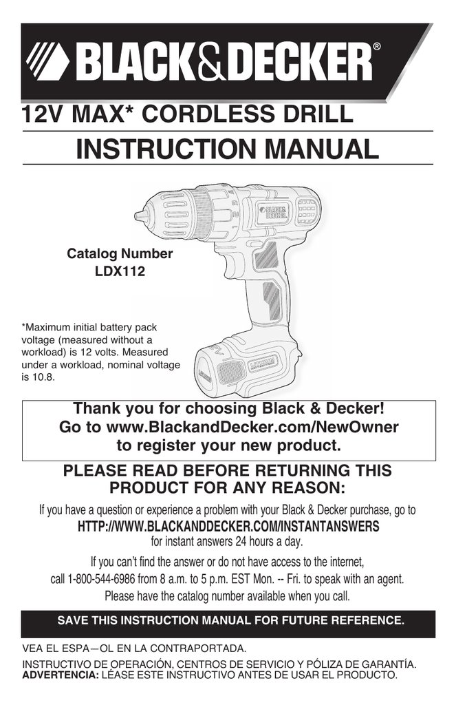 Charging Procedure; Operating Instructions - Black & Decker LDX172  Instruction Manual [Page 6]