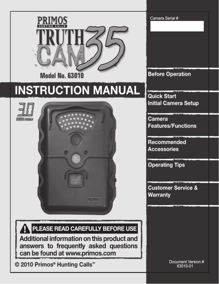 Primos Truth Cam 35 63010 Operating instructions Manualzz