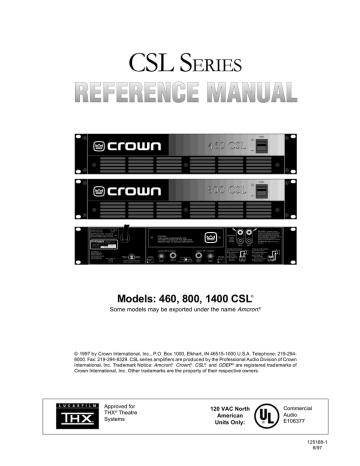 Crown CSL Series manual | Manualzz  Wiring Diagram For Radio 760835    Manualzz
