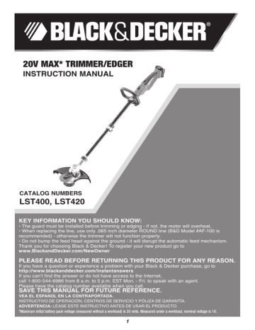 Black & Decker LST400R Trimmer Instruction manual | Manualzz