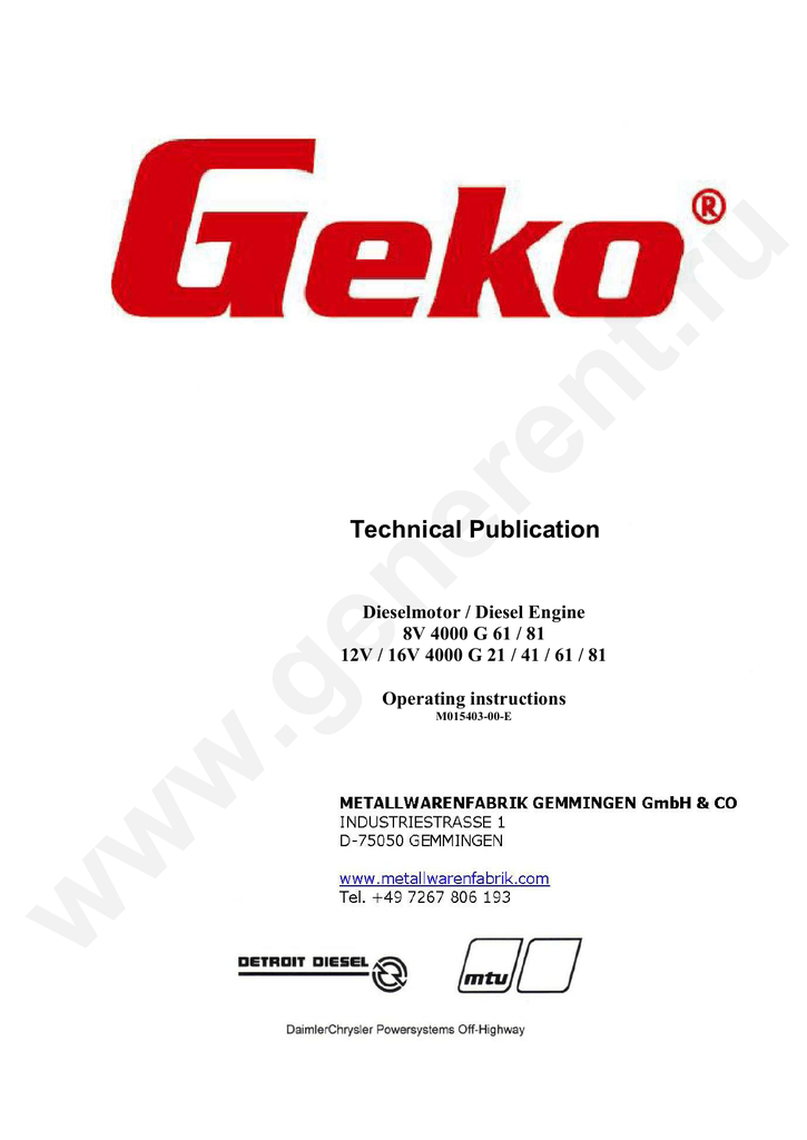 Mtu 12 V 4000 L62 Operating Instructions Manualzz