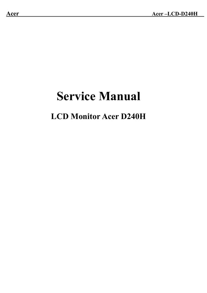 Acer D240h Service Manual Manualzz