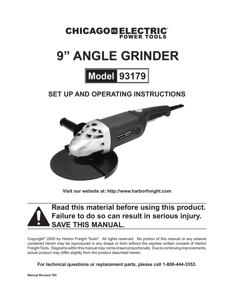 Chicago Electric 93179 Operating Instructions Manualzz