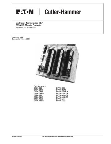 Eaton Electrical Cutler Hammer MN05001002E Installation and User Manual | Manualzz