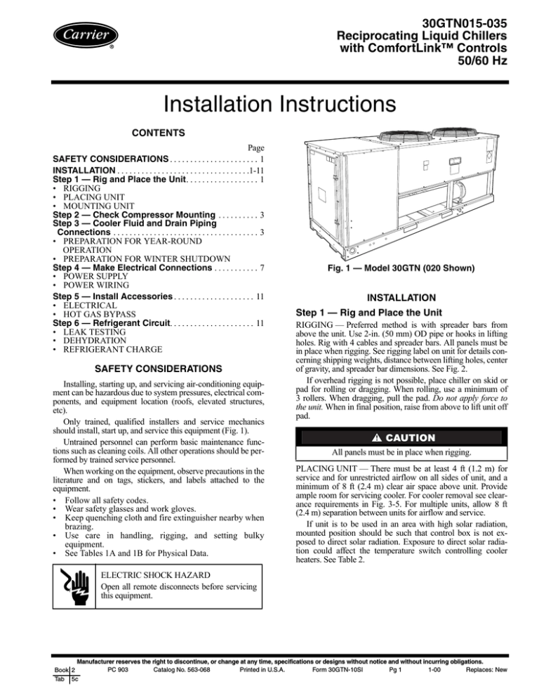 Carrier 30GTN015-035 Specifications | Manualzz