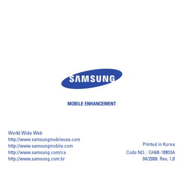 Samsung A3LSBH600, B013420, 649E-SBH600 Spécification | Manualzz