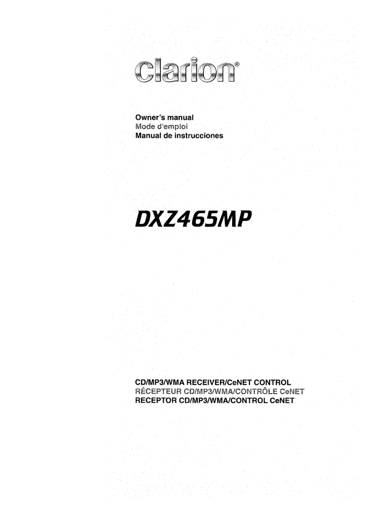 Clarion Dxz465mp Owner S Manual Manualzz