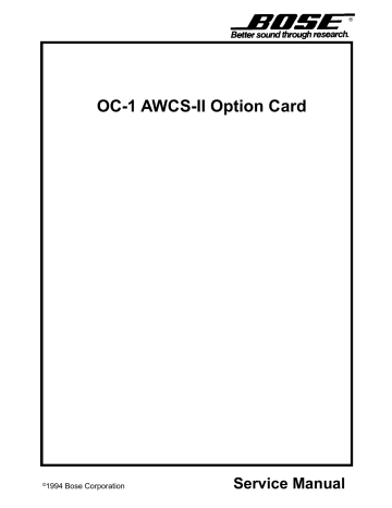 Bose OC-1 AWCS-II Service manual | Manualzz
