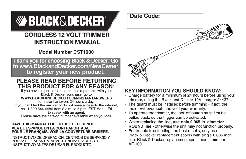 How to Replace the Battery on a Black and Decker CST1200 String