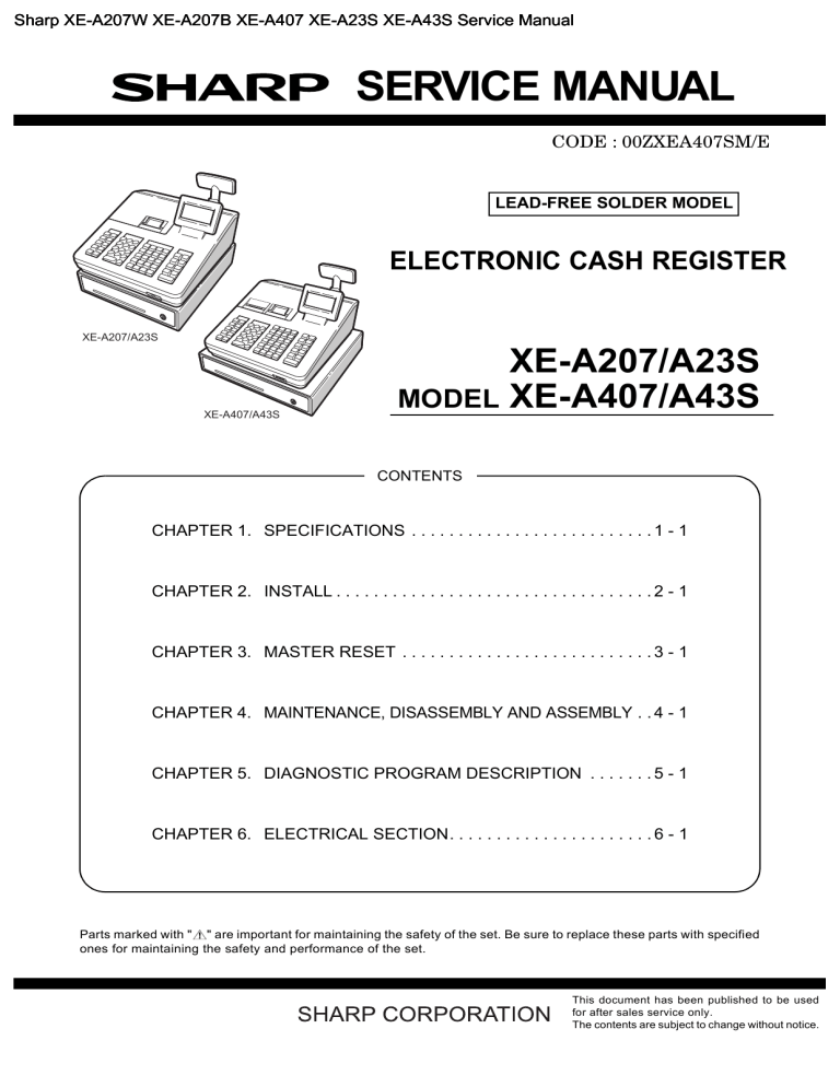 Sharp XE-A207W User manual | Manualzz