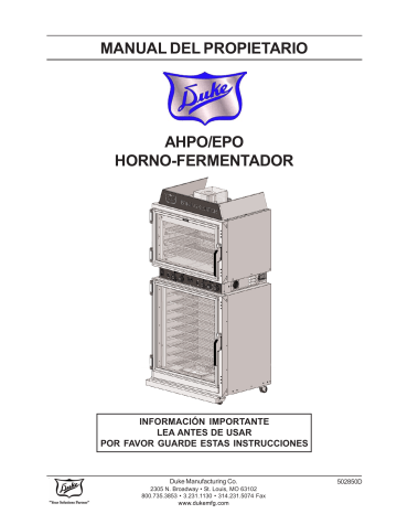 AHPO-6 | Manual de usuario | HORNO DUKE AHP0 | Manualzz