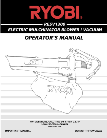 Ryobi RESV1300 Operator`s manual | Manualzz