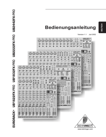 Behringer | EURORACK UB2222FX PRO | Benutzerhandbuch | Bedienungsanleitung | Manualzz