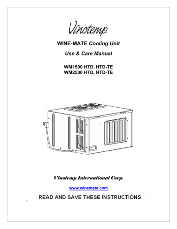 Vinotemp WM2500 HTD Refrigerator Use & Care Manual | Manualzz