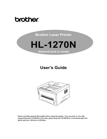 Brother HL HL-1270N User`s guide | Manualzz