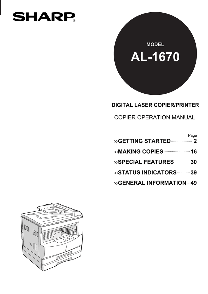 Sharp al. Sharp ar-5015. sharp 205. operation manual. ar manual.