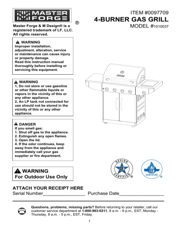 Master Forge 1010037 Instruction manual | Manualzz