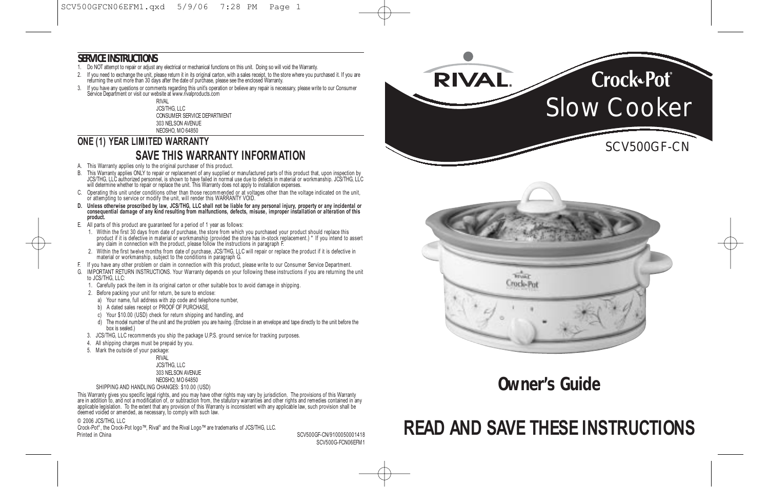 scvpe600 slow cooker manual