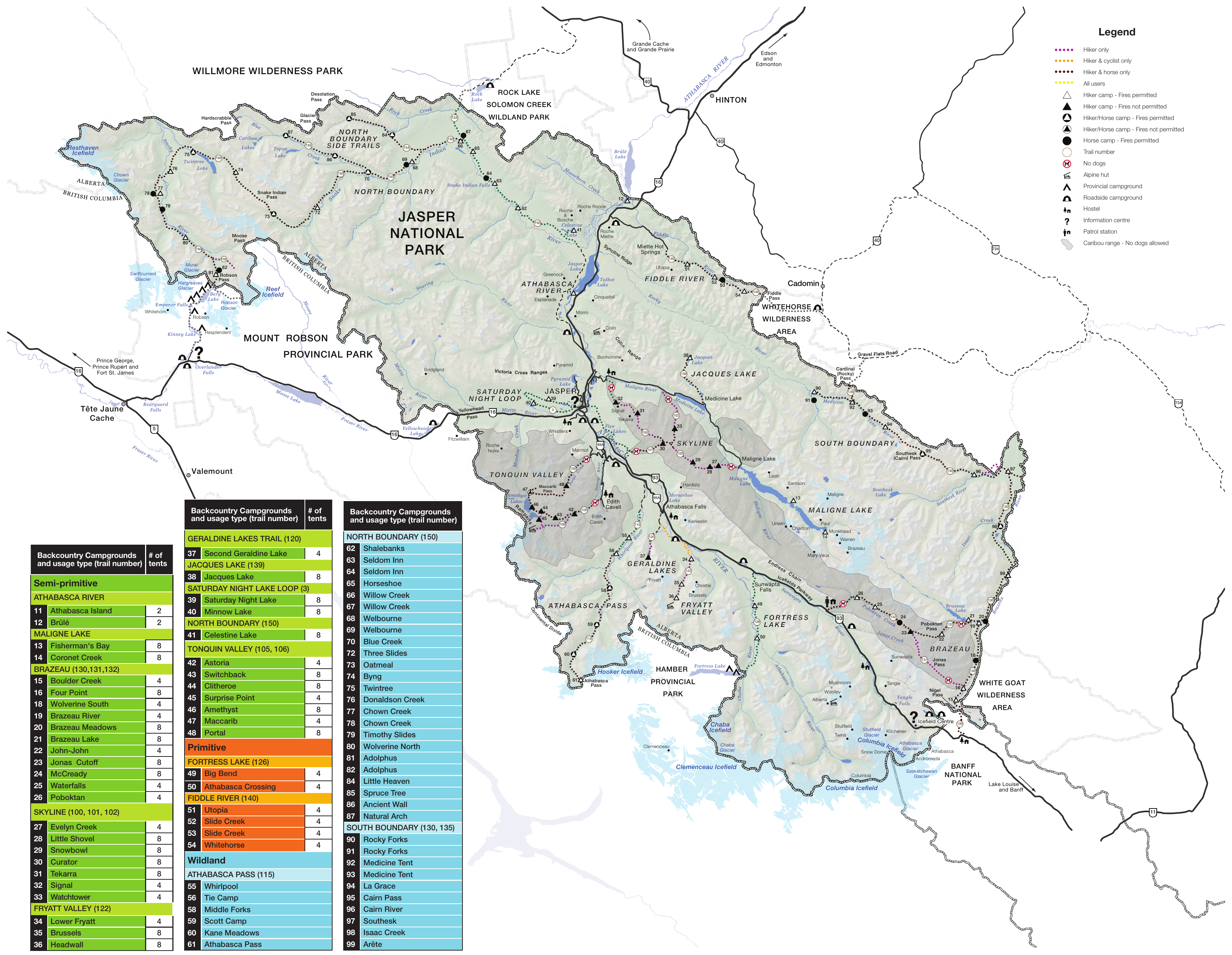 Jasper National Park Map Backcountry Map Of Jasper National Park | Manualzz