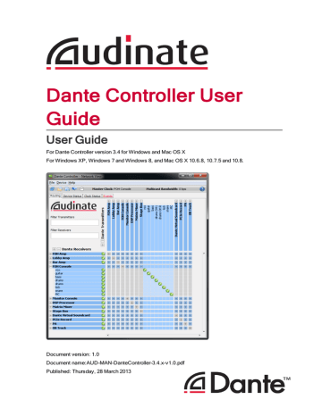 Audinate Dante-MY16-AUD User guide | Manualzz