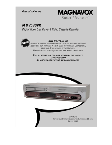 Magnavox MDV530VR DVD-VCR Combo Owner`s manual | Manualzz