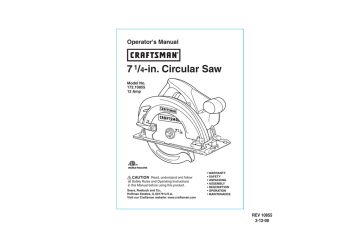 Craftsman 172.10855 Operator`s manual | Manualzz