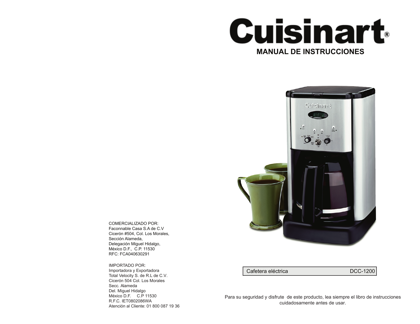 Cuisinart | DCC-2400STR | Manual de usuario | MANUAL DE INSTRUCCIONES |  Manualzz