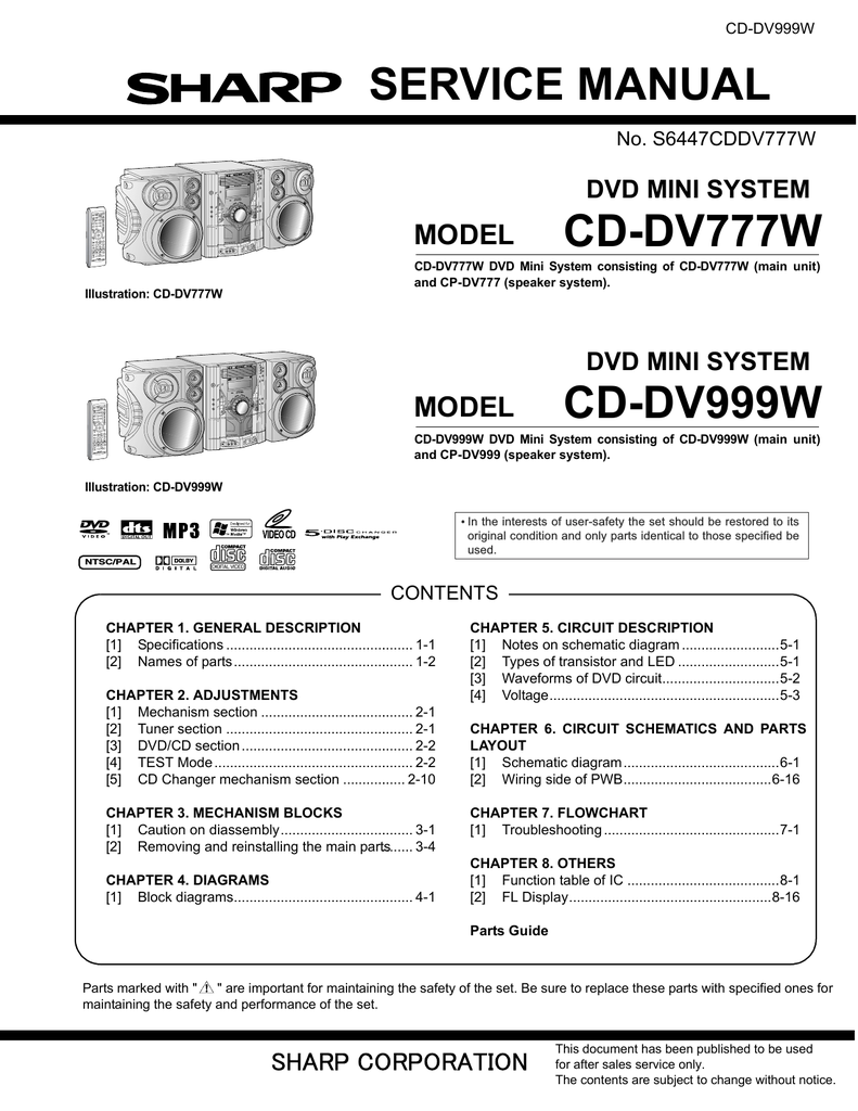 Sharp Cd Dv999w Service Manual Manualzz