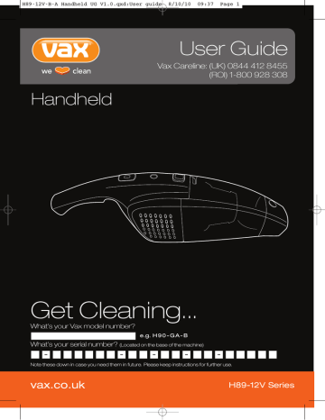 Vax Wow Handheld Vacuum Cleaner User guide | Manualzz
