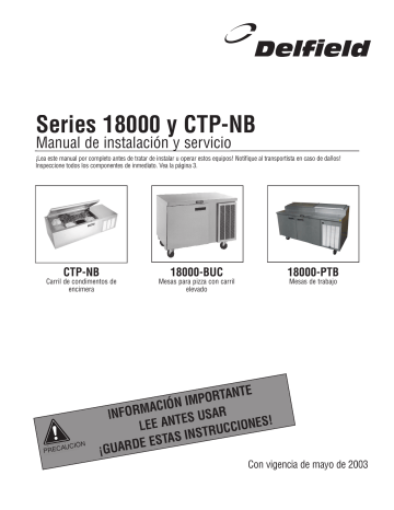 Delfield | 186114 BUC | Manual de usuario | Series 18000 y CTP-NB Series 18000 y CTP-NB | Manualzz