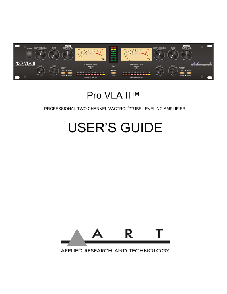 Art Pro VLA User`s guide Manualzz